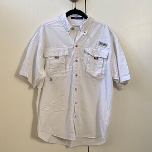 Columbia Men's Casual White Button Down Fishing Shirt